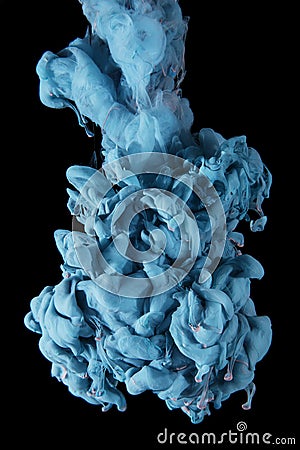 Blue ink color drop underwater Stock Photo