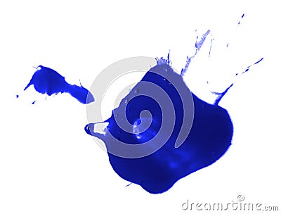 Blue ink splash liquid splattered inkblot drop Stock Photo