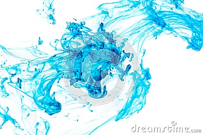 Blue ink in water Stock Photo