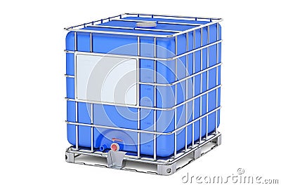 Blue intermediate bulk container closeup, 3D rendering Stock Photo