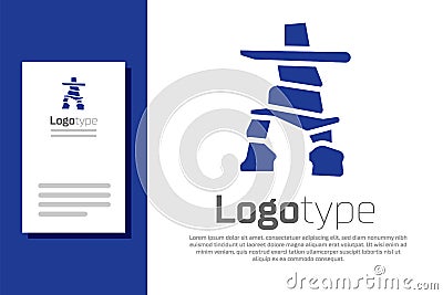 Blue Inukshuk icon isolated on white background. Logo design template element. Vector Vector Illustration