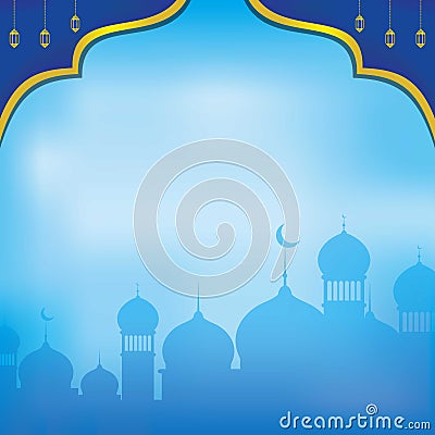 Blue Islamic Backgound. Blue Islamic Wallpaper with Ornament Stock Photo