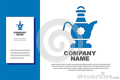 Blue Islamic teapot icon isolated on white background. Logo design template element. Vector Vector Illustration