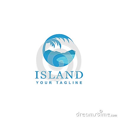 Blue island logo design, design beach circle theme Vector Illustration