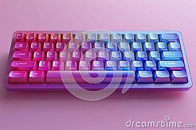 Blue isolated keyboard keys for text input and 3d illustration creation on white background Cartoon Illustration