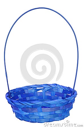 Blue isolated wicker Easter basket seen from slightly above Stock Photo