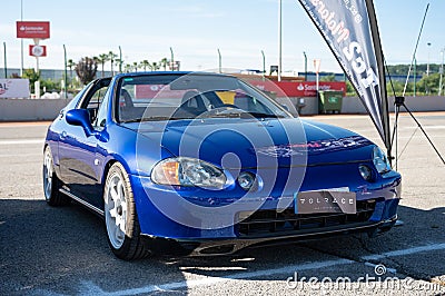 Blue Japanese sports car Honda CR-X Del Sol at an exhibition Editorial Stock Photo