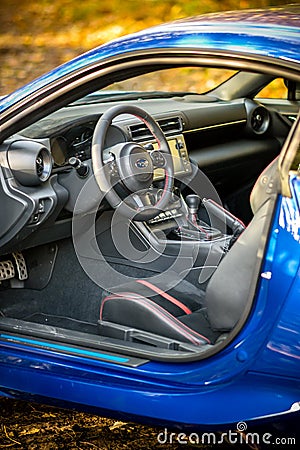 Blue Japanese sports car Subaru BRZ Editorial Stock Photo