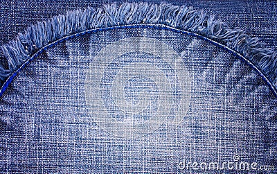 Blue Jeans Background with Arched Seam Stock Photo