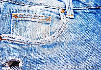 Blue jeans closeup on white background Stock Photo