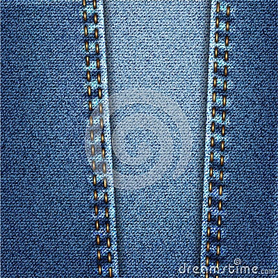 Blue Jeans Denim Fabric Texture With Stitch Stock Photo