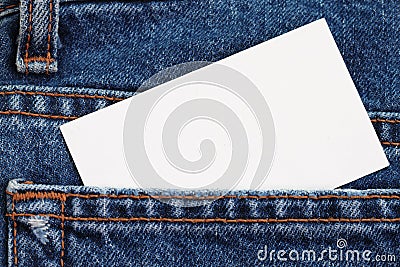 Blue jeans detail with blank badge Stock Photo