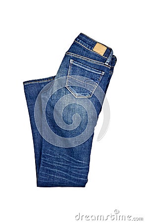 Blue Jeans Isolated on White Stock Photo