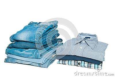 Blue jeans and shirts Stock Photo