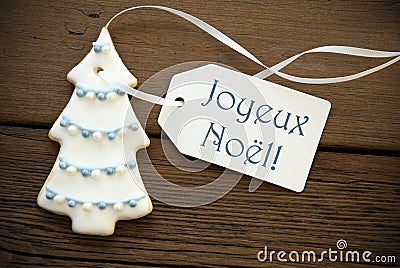 Blue Joyeux Noï¿½l as Christmas Greetings Stock Photo