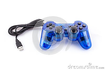 The blue joystick for controller play video game Stock Photo