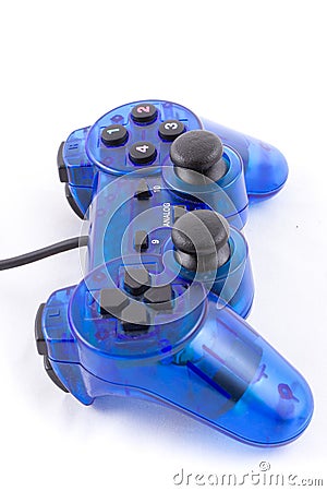 The blue joystick for controller play video game Stock Photo