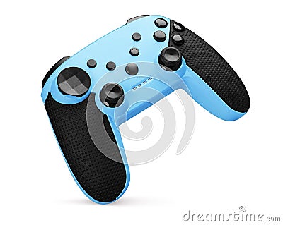 Blue joystick. Video game controller isolated on white Stock Photo