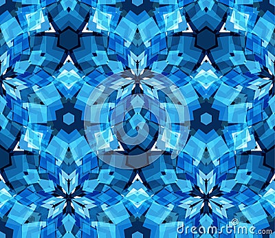 Blue kaleidoscope seamless pattern. Seamless pattern composed of color abstract elements located on white background. Vector Illustration