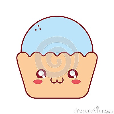 blue kawaii muffin Vector Illustration
