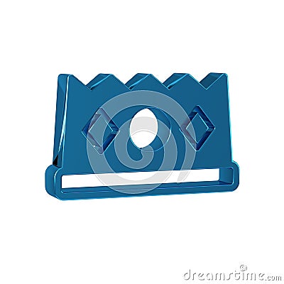 Blue King crown icon isolated on transparent background. Stock Photo