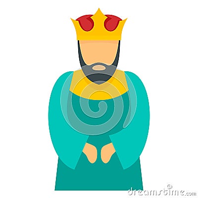 Blue king icon, flat style Vector Illustration