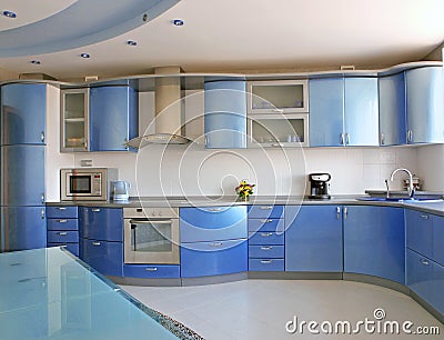 Blue kitchen Stock Photo