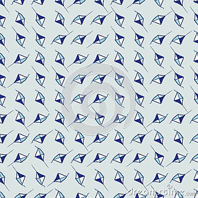 Blue kites seamless vector pattern Vector Illustration