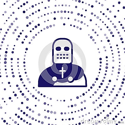 Blue Knight crusader icon isolated on white background. Abstract circle random dots. Vector Vector Illustration
