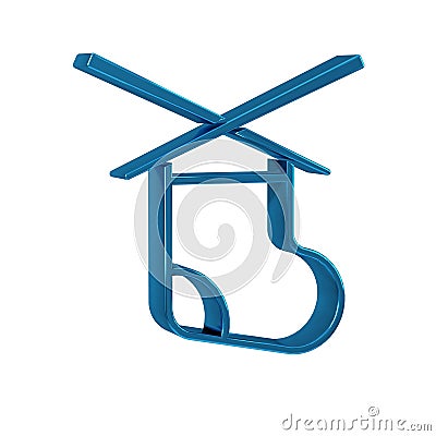 Blue Knitting needles icon isolated on transparent background. Label for hand made, knitting or tailor shop. Stock Photo