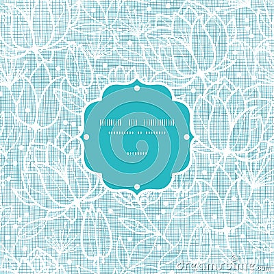 Blue lace flowers textile frame seamless pattern Vector Illustration