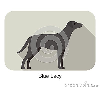 Blue lacy breed dog standing on the ground, side, dog cartoon image series Vector Illustration