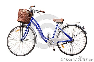 blue ladies bicycle isolate on white background Stock Photo