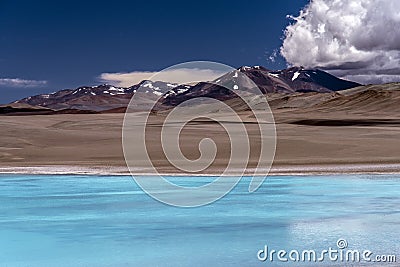 Blue lagoon Laguna Azul, volcano Pissis, Catamarca, Argentina Stock Photo