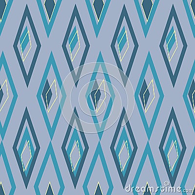 Blue Lagoon, wonky irregular diamonds in rows, seamless vector repeat blues Vector Illustration