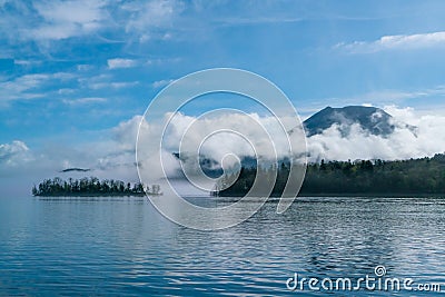 Lake Akan with Volcano Oakan in the background Stock Photo