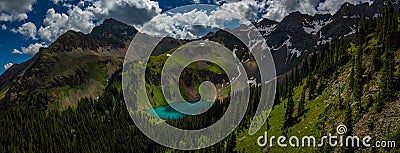 Blue Lake near near Ridgway Colorado with Mountain Sneffels, Dallas Peak and Gilpin Peak in the background Stock Photo