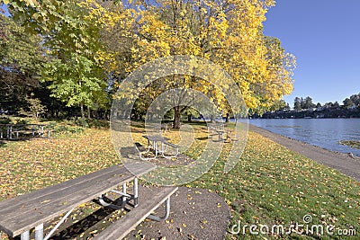 Blue Lake park at sunset Oregon. Stock Photo