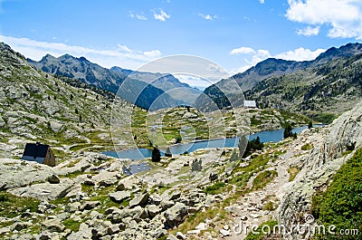 Blue lake in the pyrenees, ibon Stock Photo