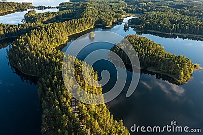 Blue lakes and Green forests In Punkaharju Nature Reserve in summer in Finland Stock Photo