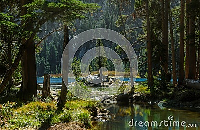 Blue lakes recreation area in Eastern Sierra mountains Stock Photo