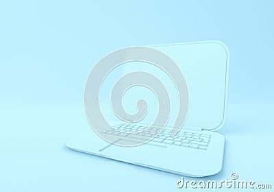 Blue laptop with blank screen mockup on blue background Stock Photo