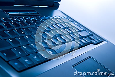 Blue laptop detail Stock Photo