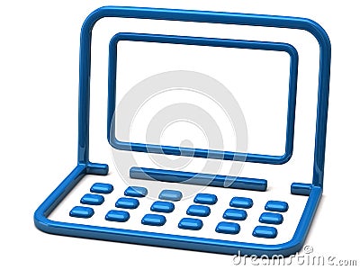 Blue laptop icon Cartoon Illustration