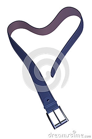 Blue leather belt on white background Vector Illustration