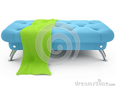 Blue leather ottoman Stock Photo