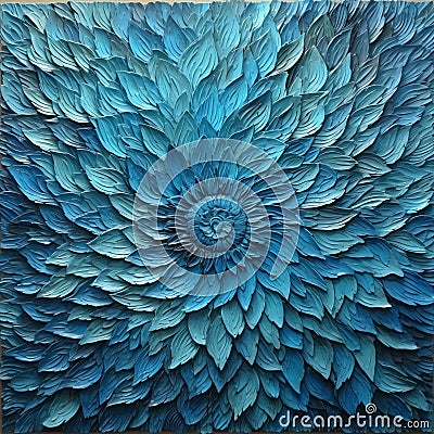 Blue Leaves: A Textured Art Piece With Organic Sculpting Stock Photo
