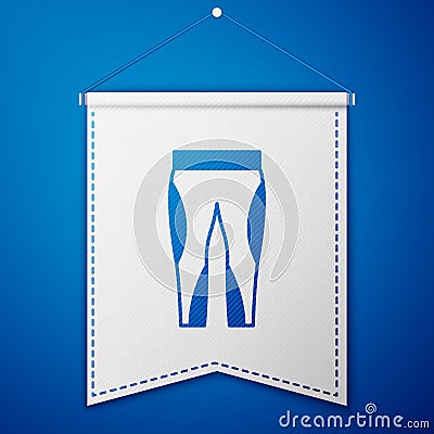 Blue Leggings icon isolated on blue background. White pennant template. Vector Vector Illustration
