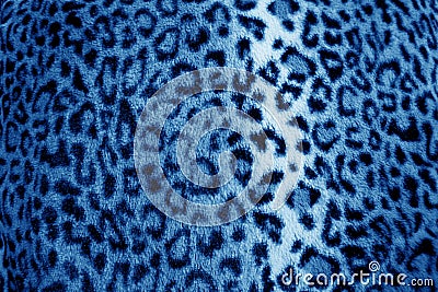 Blue leopard animal print fur pattern - fabric Stock Photo