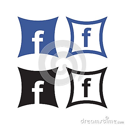 facebook icon, Letter f blue circle vector icon Vector Illustration